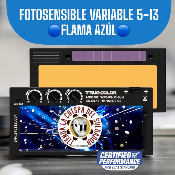 Vidrio inteligente TRUE COLOR azul variable 5 a 3 (pila tipo reloj)